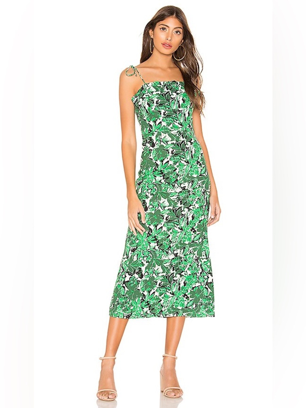 Free People Beach Party MIDI Dress - Green Combo